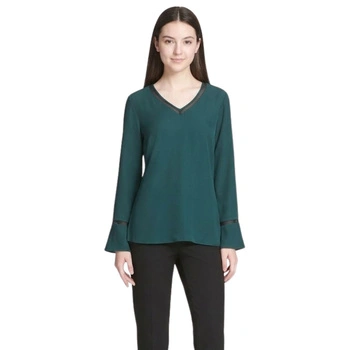 Bluzka damska Calvin Klein zielona luźna elegancka w serek r. XS