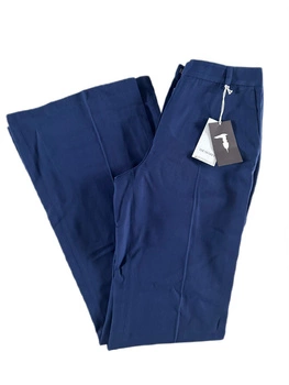 Spodnie damskie Trussardi Viscose Wool dzwony w kant granatowe