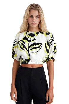Bluzka damska Desigual Crud krótka lniana