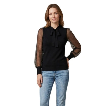 Bluzka damska Naf Naf Mercy czarna z koronką