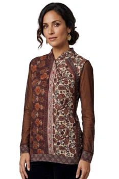 Bluzka damska Desigual Katerina mesh wzór etno