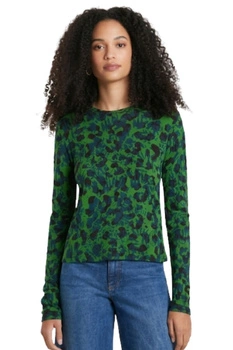 Bluzka damska Desigual Darkling w abstrakcyjny wzór zielona