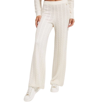 Spodnie damskie Guess Knitted kremow sweterkowe wide leg