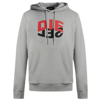 Bluza męska dresowa Diesel S-Girk z kapturem szara z nadrukiem r. L