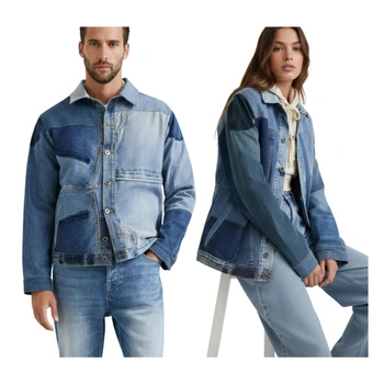 Kurtka jeansowa Desigual Umberto patchworkowa