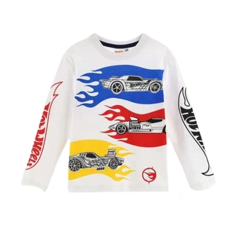 Koszulka dla chłopca Original Marines Hot Wheels z długim rękawem biała