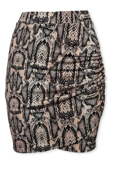 Spódnica damska Ivyrevel beżowa mini ze wzorem skóry węża
