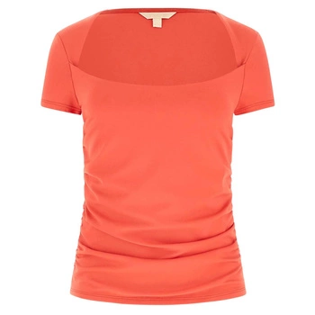 Bluzka damska Guess czerwona dopasowana z marszczeniami