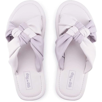 Klapki damskie Flip Flop Fauna Chess fioletowe z ozdobnym węzłem