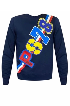 Bluza męska Plein Sport C-Neck bawełniana granatowa z nadrukiem
