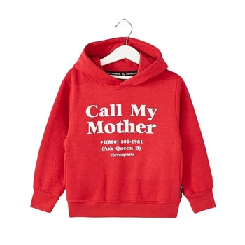 Bluza młodzieżowa Little Eleven Paris Call Me czerwona z kapturem dresowa