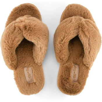Kapcie damskie Flip Flop Original Fur ciepłe wygodne japonki brązowe