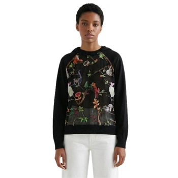 Bluza damska Desigual Fauna z kapturem i haftami czarna