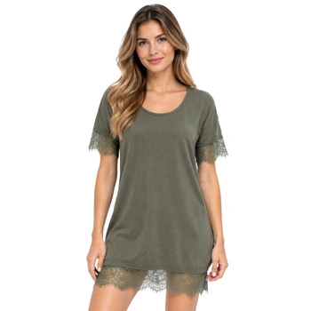 Sukienka damska Twinset Maxi Maglia z halką i koronką khaki r. S
