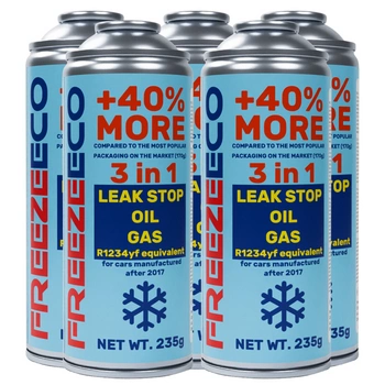 Zestaw FreezeEco 5x zamiennik R1234yf 3 w 1 czynnik do klimatyzacji z olejem i uszczelniaczem
