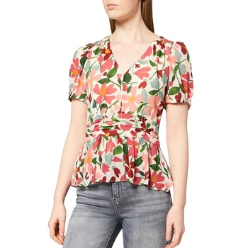 Bluzka damska Naf Naf Resort w kwiaty z baskinką