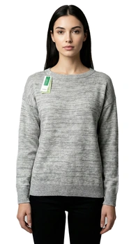 Sweter damski United Colors of Benetton szary melanż z wełną