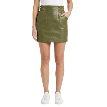 Spódnica damska Zara mini z ekoskóry oliwkowa r. XS