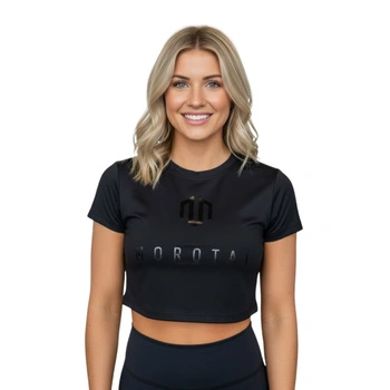 Koszulka damska Morotai Mesh Double Layer Crop Top sportowa czarna r. L