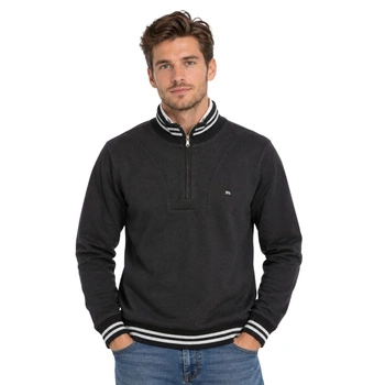 Sweter męski Basics&More polarowy podwójny kołnierz czarny r. S