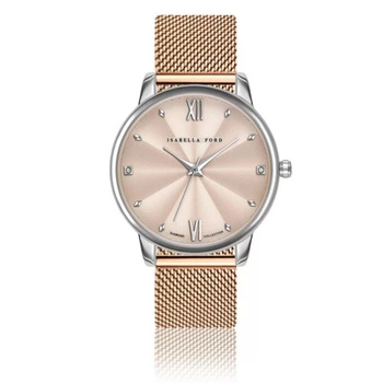 Zegarek damski Isabella Ford Skylar elegancki różowe złoto