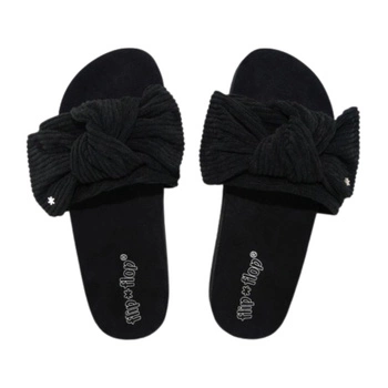 Klapki damskie Flip Flop Pool Slide lekkie sztruksowe czarne