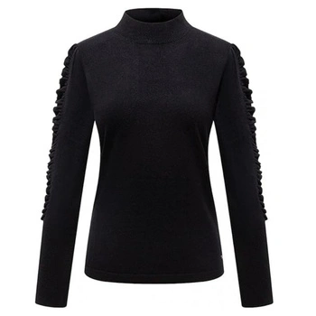 Sweter damski Kaporal czarny półgolf z ozdobnymi guzikami r. XS