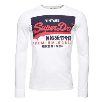 Koszulka męska Superdry Vl O biały longsleeve z bawełny