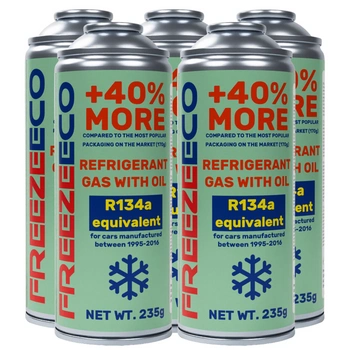 Zestaw FreezeEco 5x 2 w 1 zamiennik R134a czynnik do klimatyzacji z olejem i uszczelniaczem