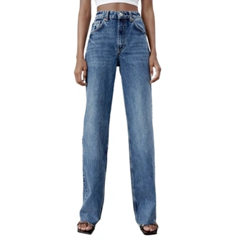 Spodnie damskie Zara wide leg full jeansowe length wysoki stan szerokie nogawki r. 36