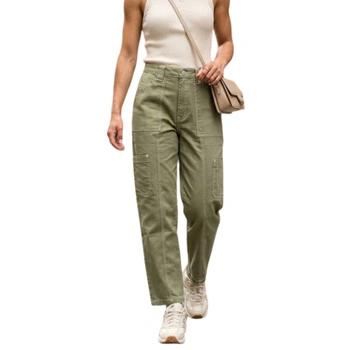 Spodnie damskie Tommy Hilfiger High Rise Stitch Cargo khaki baweniane