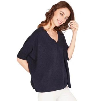 Sweter damski Absolut Cashmere Kate kaszmirowy oversize granatowy rękaw 1/2