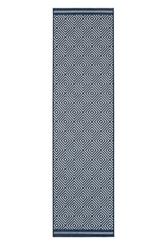 Dywan Westwing Reddy w romby 80 x 300 cm dwustronny niebiesko biały