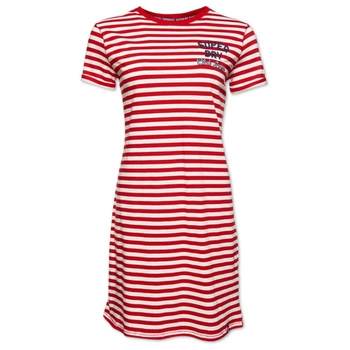 Sukienka damska Sueprdry Josie T-shirt biała w czerwone paski