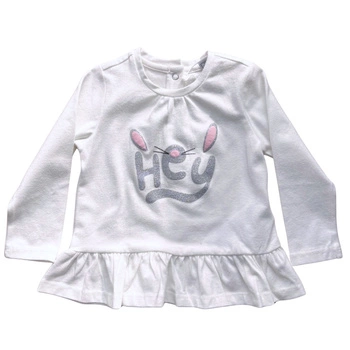 Koszulka dziewczęca Chicco bawełniana biała z falbanką