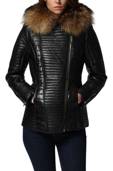 Kurtka damska Chyston Tangara skórzana czarna zimowa ocieplana