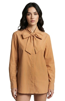 Koszula damska Stefanel Camicia brązowa w paski i wiązaniem z przodu r. XL