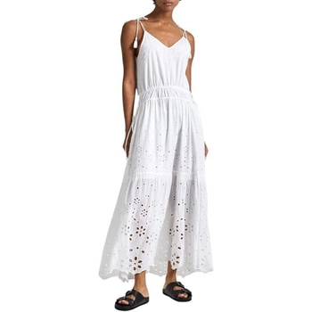 Sukienka damska Pepe Jeans Dusana biała haftowana maxi