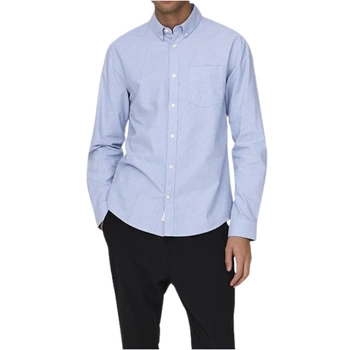 Koszula męska Only&Sons Neil Life Oxford niebieska w paski z długim rękawem