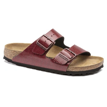 Klapki damskie Birkenstock Arizona ze skórzaną wkładką bordowe r. 41