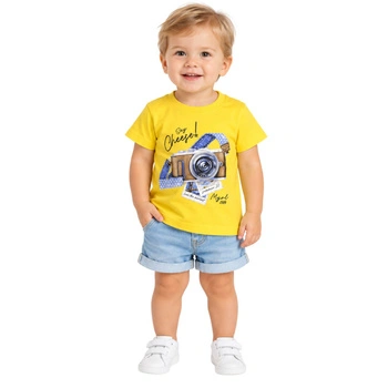 Koszulka dziecięca Mayoral bawełniana t-shirt żółta r. 68