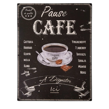 Metalowa tabliczka Antic Line Pause Cafe ozdobna retro do kawiarni 25x33 cm