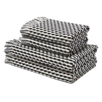 Zestaw ręczników Westwing Juniper 100% bawełna 600 g/m² 4 elementy biało-czarne