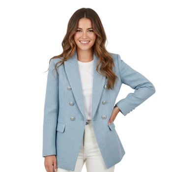 Marynarka damska Zara klasyczna niebieska bawełniana