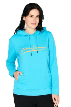 Bluza damska Plein Sport Hoodie z kapturem niebieska r. S