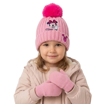 Komplet czapka rękawiczki Disney Minnie dla dziewczynki zimowy