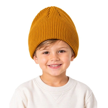 Czapka beanie dziecięca Zara bawełniana musztardowa r. 44