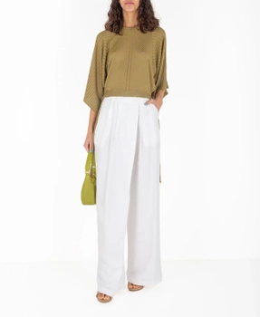 Spodnie damskie Silvian Heach Lungo palazzo materiałowe białe