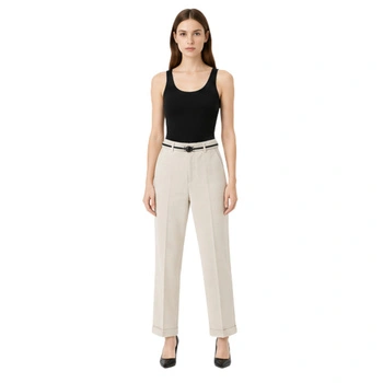 Spodnie damskie Stefanel materiałowe beżowe eleganckie straight r. XL