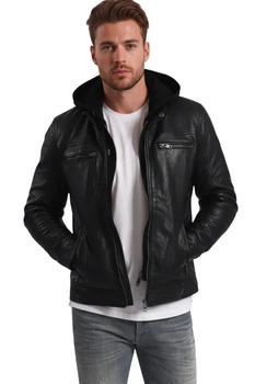 Kurtka męska Le Temps Des Cerises Ludivik skórzana czarna